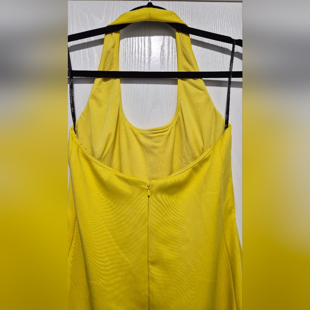 Black Halo Eve Naples Neoprene Halter Yellow Maxi Dress Size 6 - Picture 5 of 10